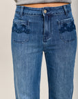 Toxik3 pantalon jean wide poches plaquées brodées