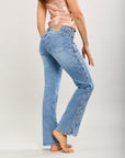 Toxik3 straight stretch denim pants with side lace details