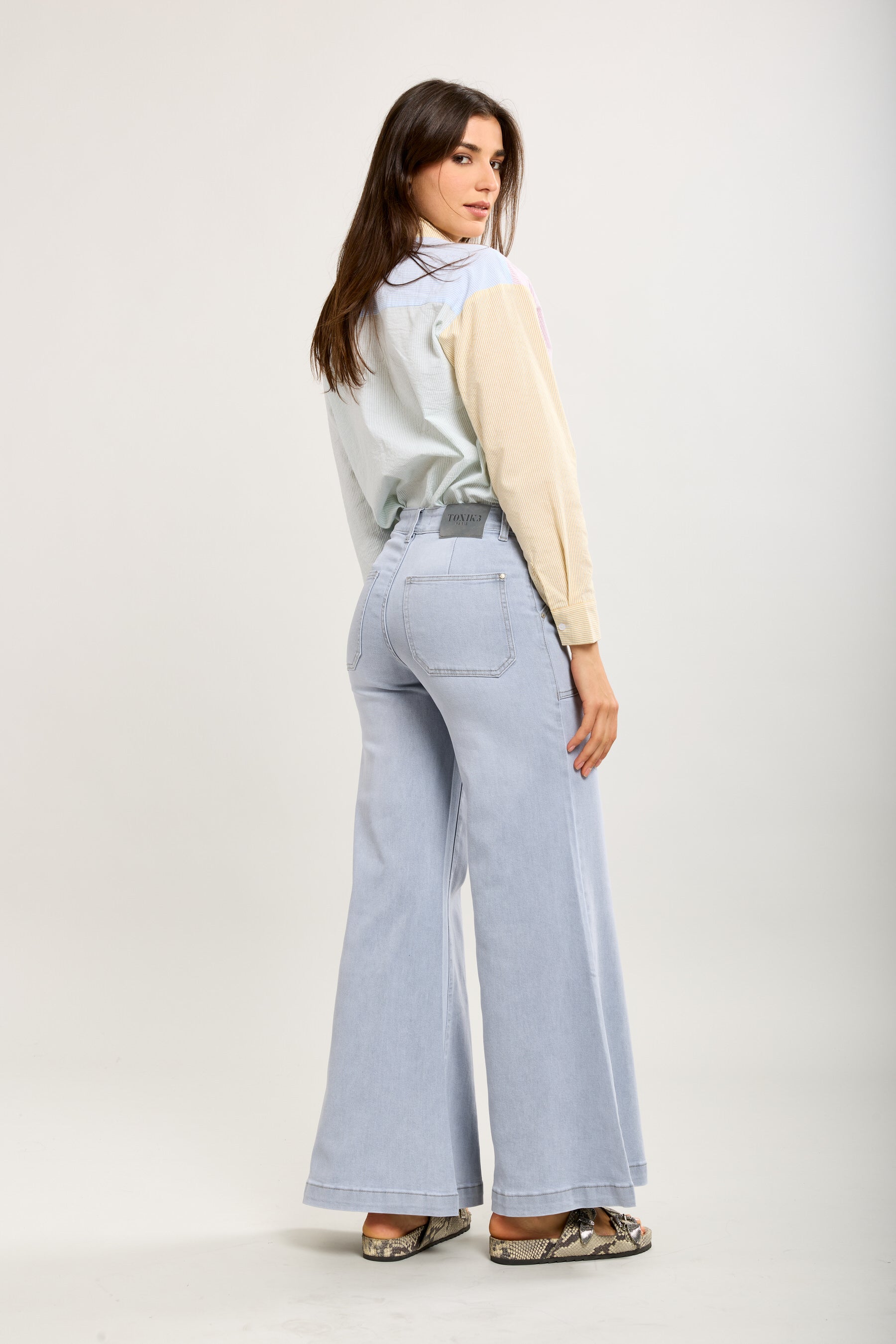 Toxik3 palazzo pants button closure patch pockets