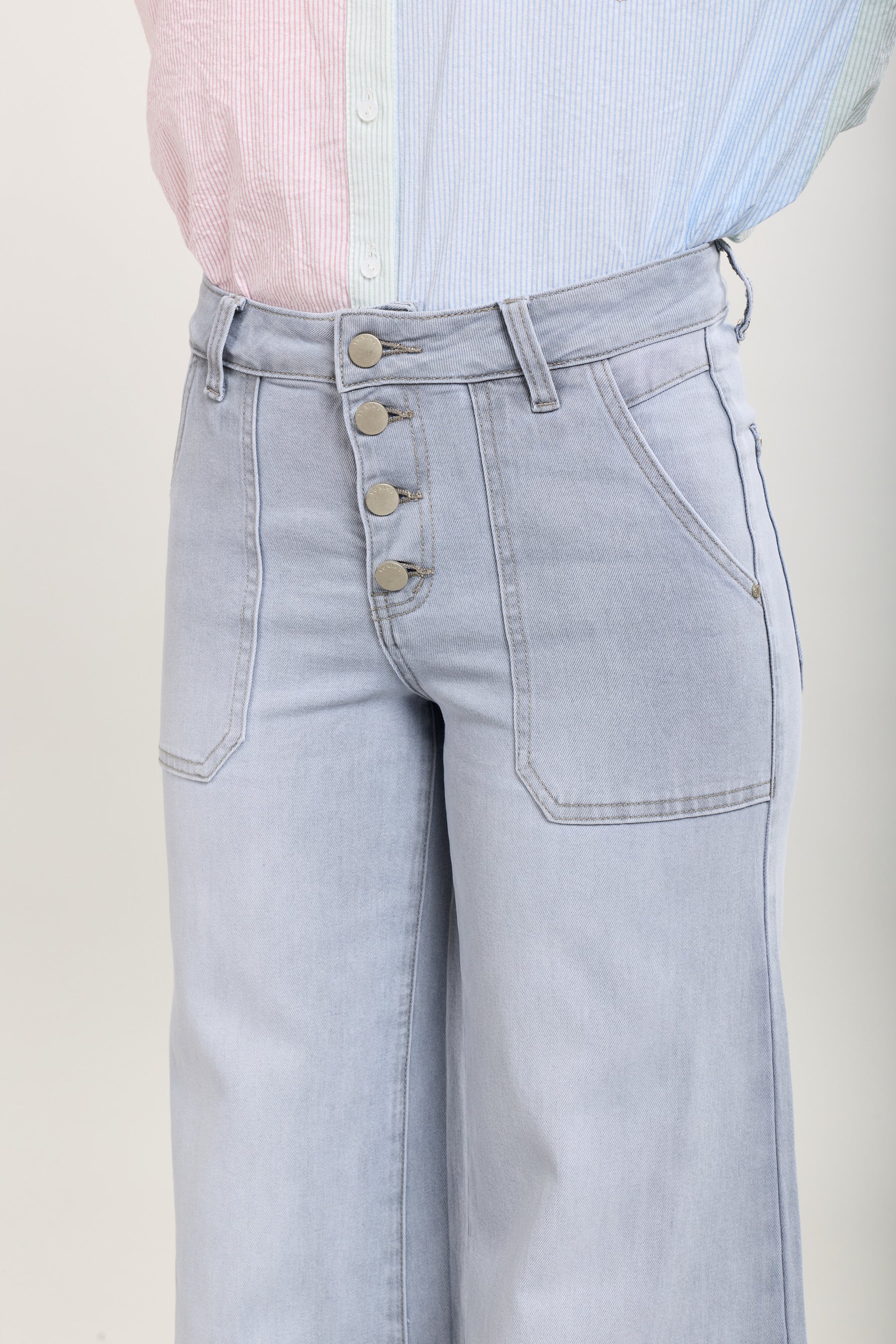 Toxik3 palazzo pants button closure patch pockets