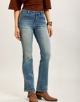 Toxik3 pantalon jean bootcut délavé denim stretch strass
