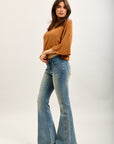 Toxik3 pantalon jean bootcut délavé denim stretch brodée