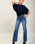 Pantalones vaqueros bootcut de denim elástico Toxik3 con bolsillos con tachuelas