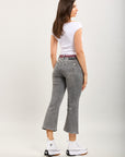 Toxik3 bootcut cropped denim pantalones vaqueros elásticos accesorio para corbata