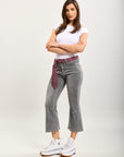 Toxik3 bootcut cropped denim pantalones vaqueros elásticos accesorio para corbata