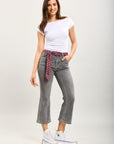 Toxik3 bootcut cropped denim pantalones vaqueros elásticos accesorio para corbata