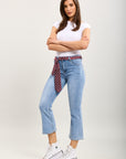 Toxik3 bootcut cropped denim pantalones vaqueros elásticos accesorio para corbata
