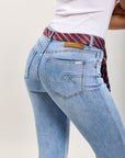 Toxik3 bootcut cropped denim pantalones vaqueros elásticos accesorio para corbata