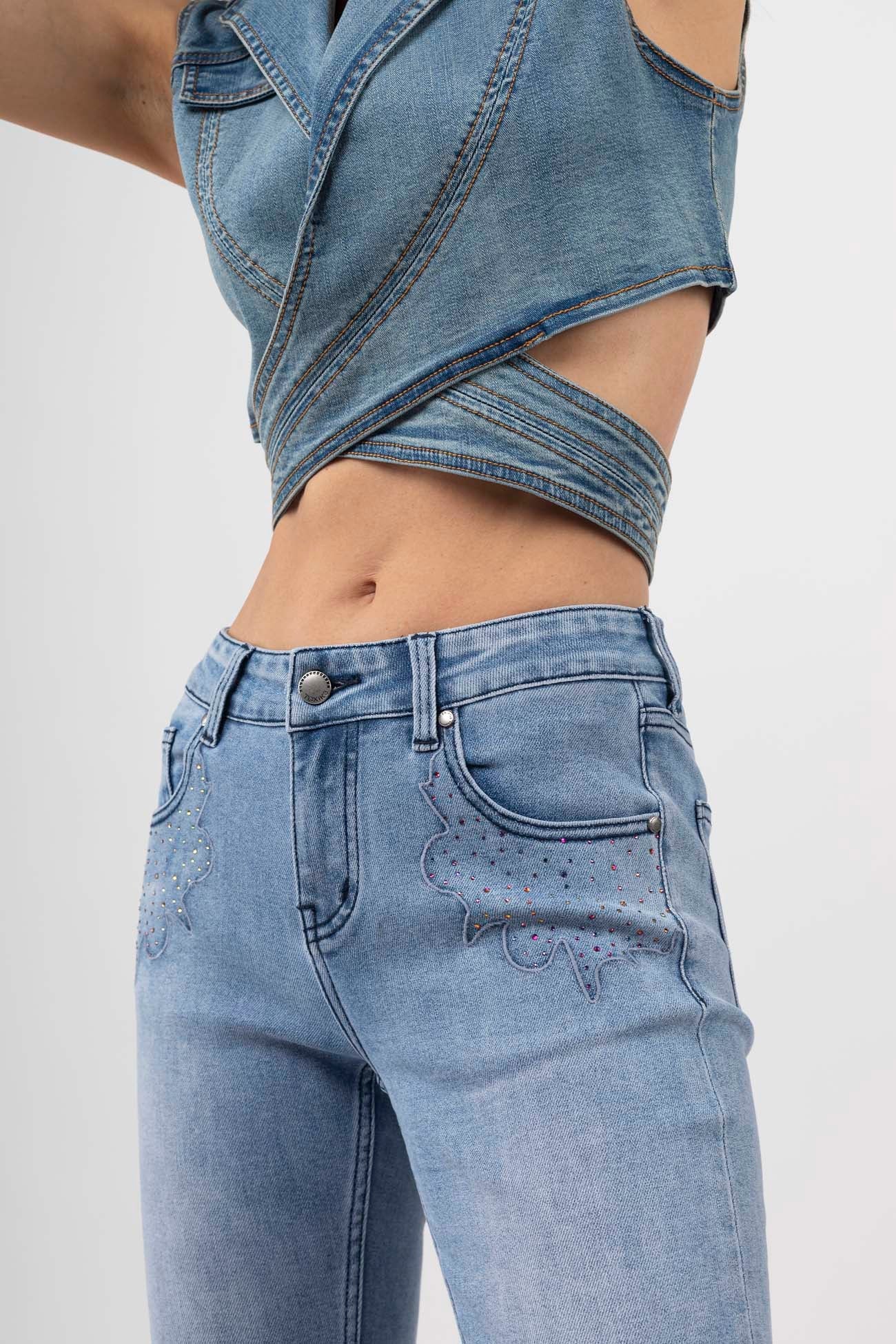 Jeans Details Kristalltaschen - West