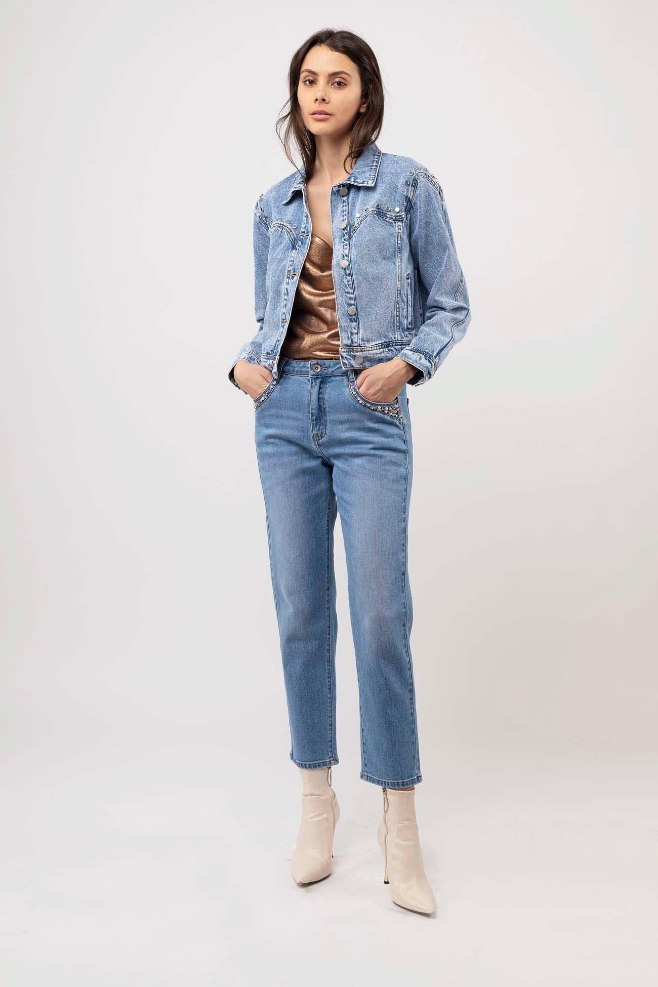 Veste jean empiècement métalique - Lewis - TOXIK3