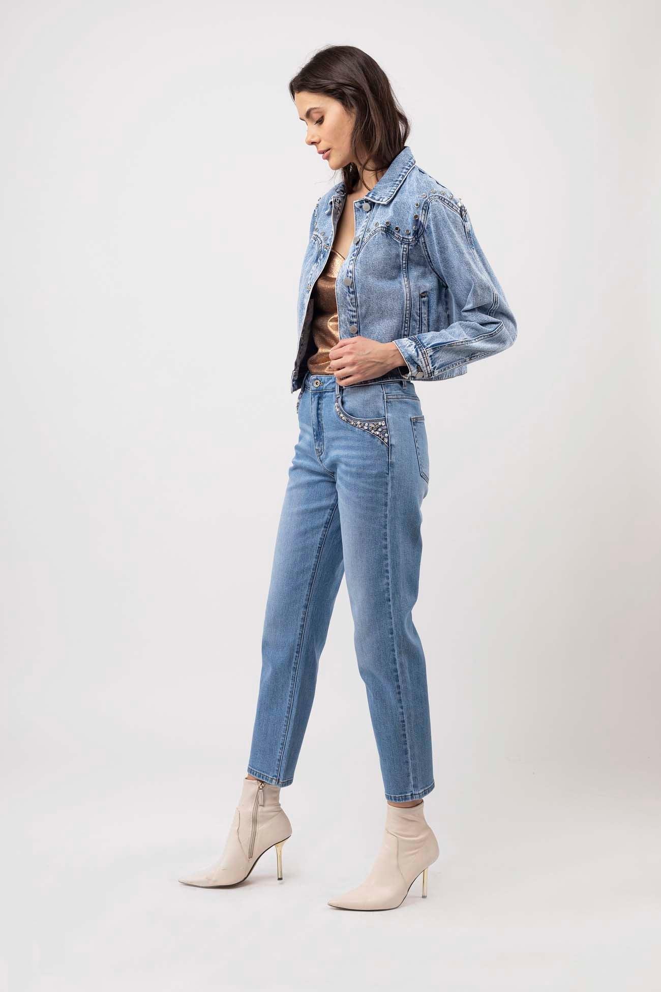 Veste jean empiècement métalique - Lewis - TOXIK3