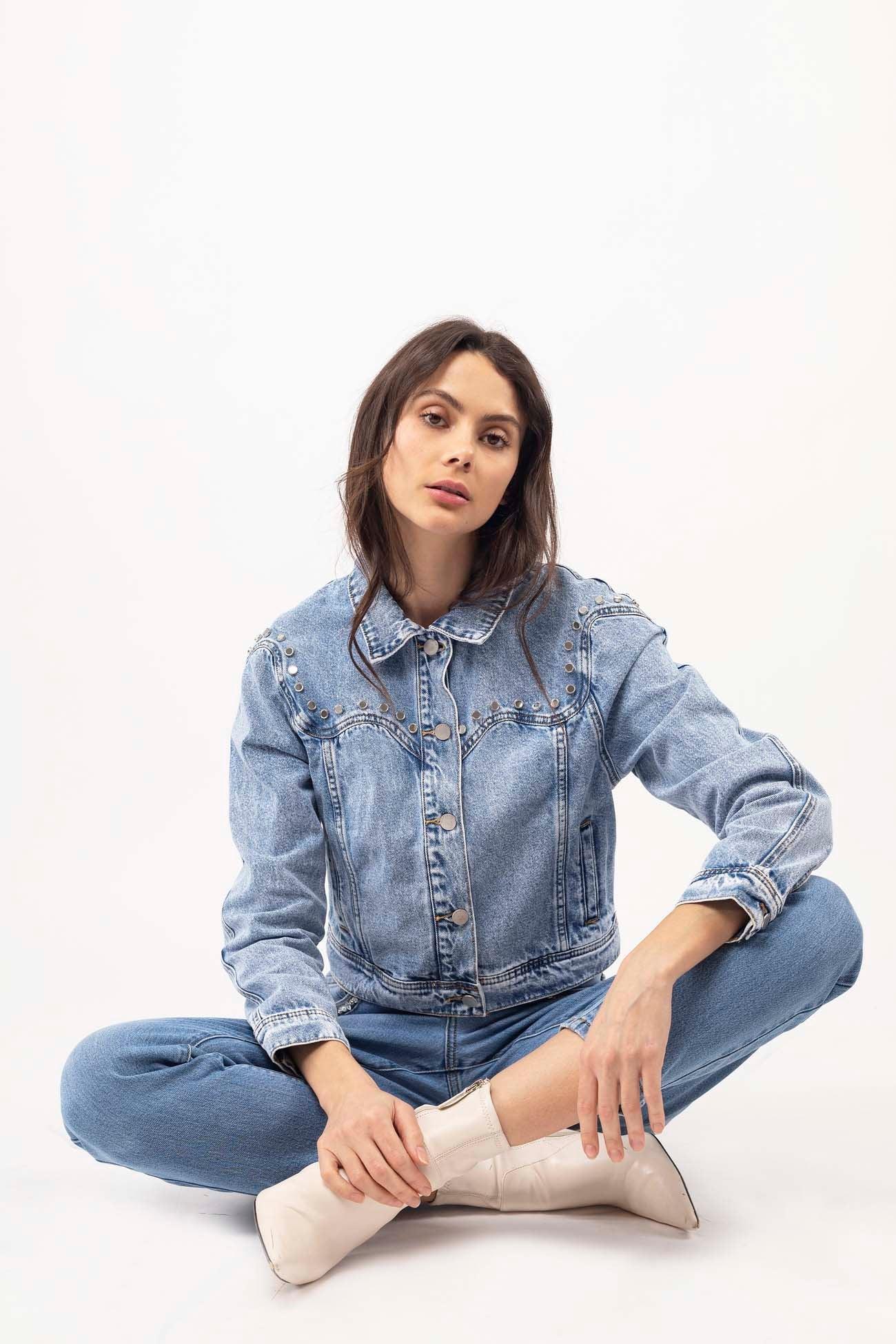 Veste jean empiècement métalique - Lewis - TOXIK3