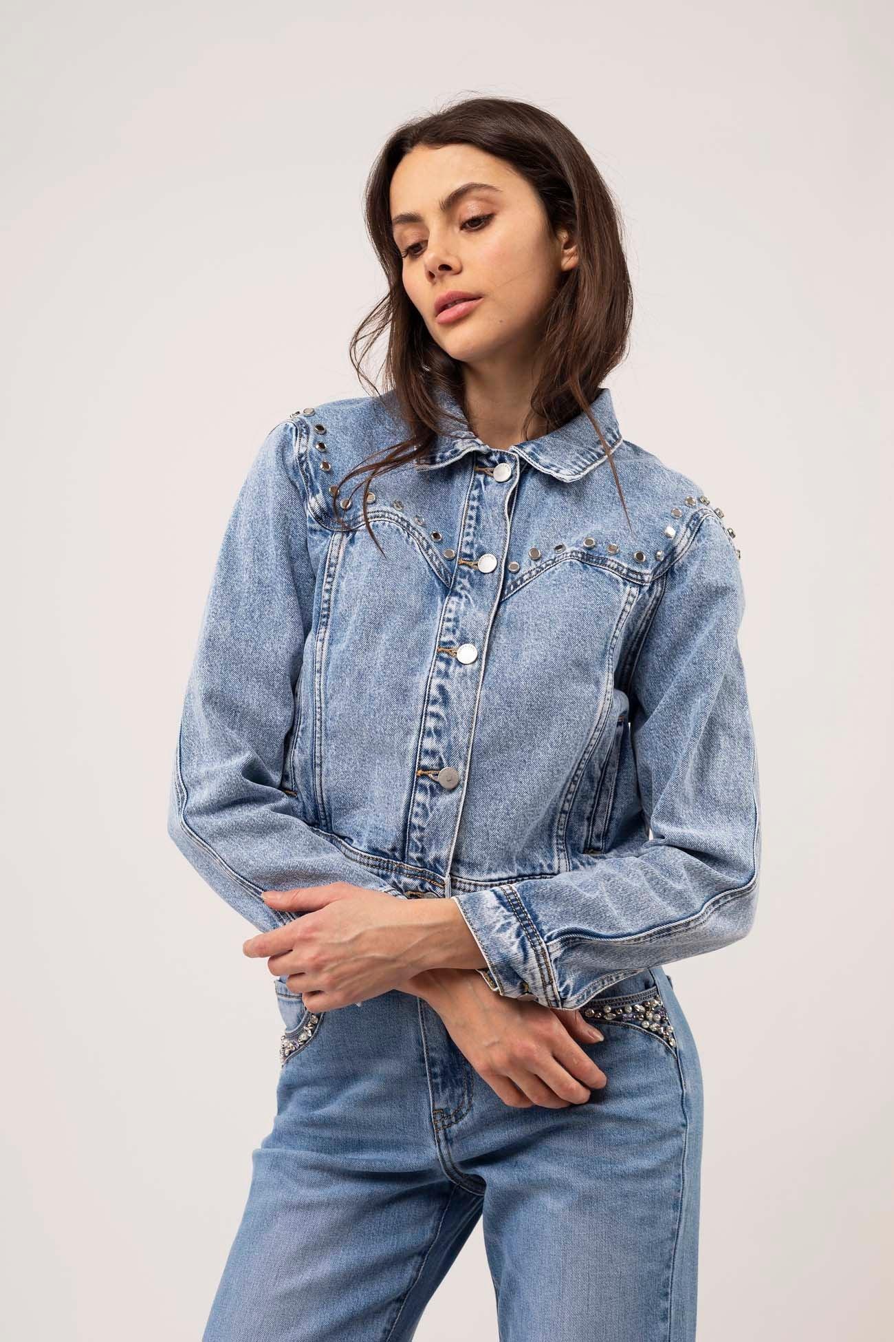 Veste jean empiècement métalique - Lewis - TOXIK3