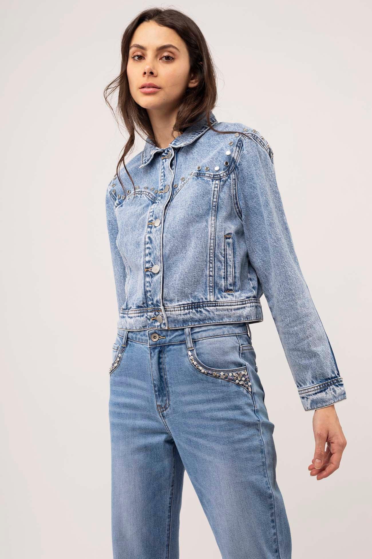 Veste jean empiècement métalique - Lewis - TOXIK3