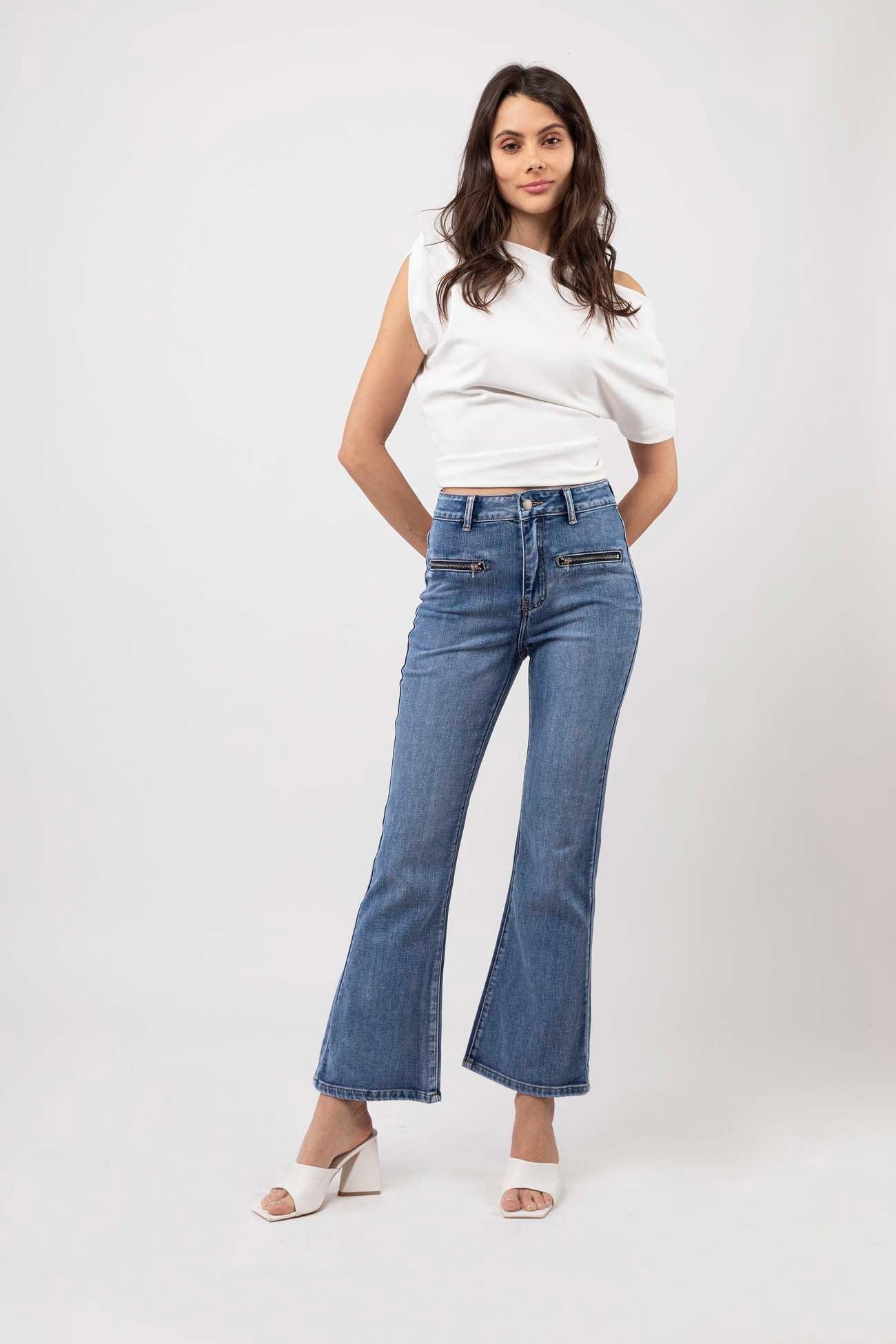 Jean flare détail zip avant - Dolly - TOXIK3