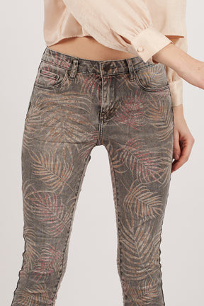 Jeans met gebladerte print - Laure