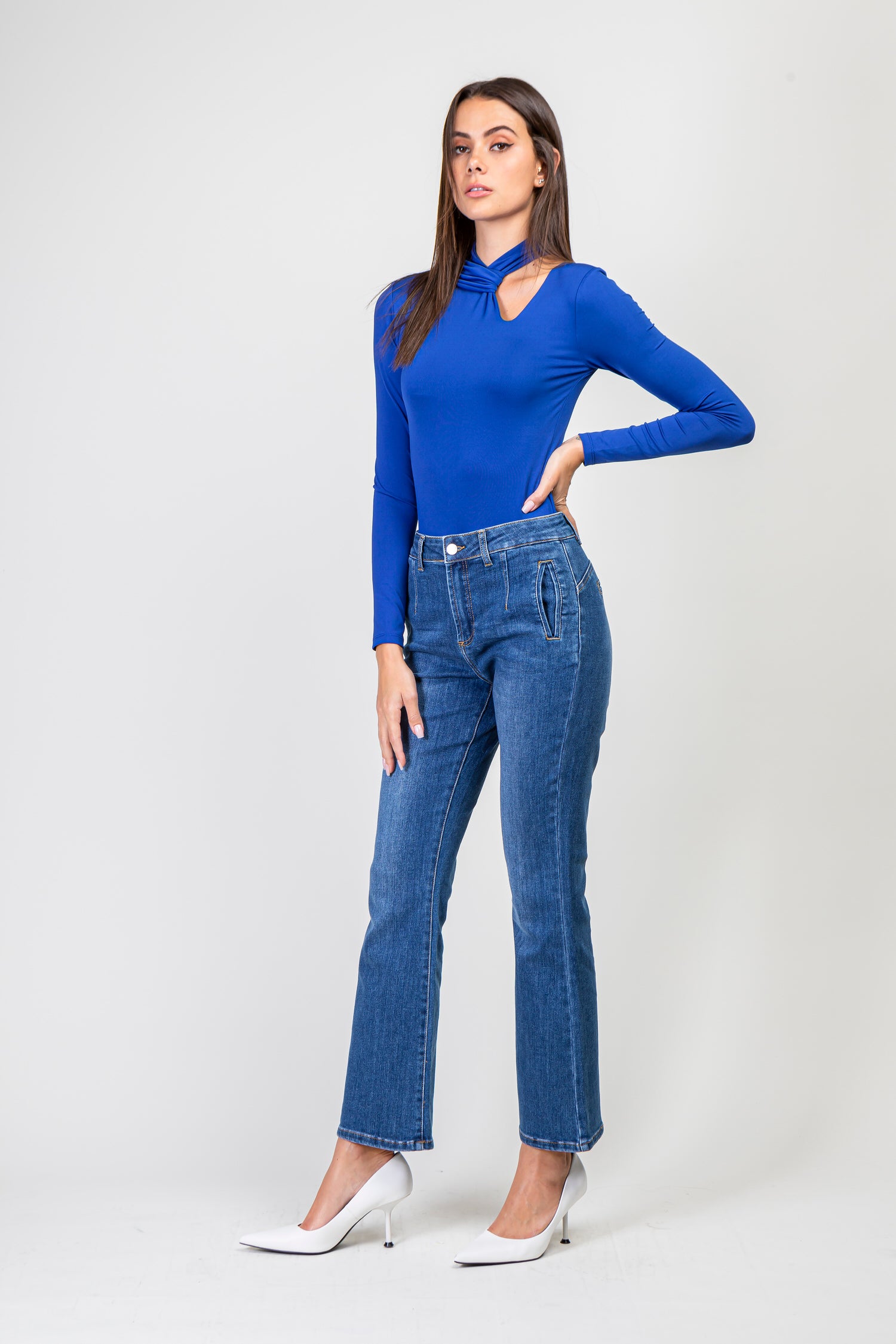 Jean bleu flare taille haute - Betsy
